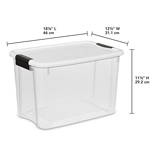 Sterilite 6-Pack 30 Quart Ultra Latch Box, Clear Storage Organizer Bins with Latching Lids - Stackable Plastic Containers for Home Organization in Garage, Attic, Basement, and Closet - size: 30 Quart