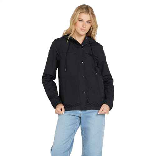 Volcom Women's Plus Enemy Stone Hooded Zip Front Windbreaker Jacket