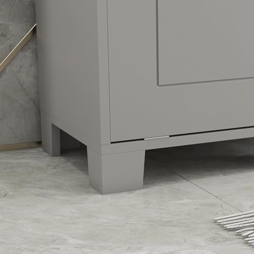 HOMCOM 31" Tilt Out Laundry Hamper, Free Standing Home Organizer Hamper, Bathroom Storage Cabinet, Gray