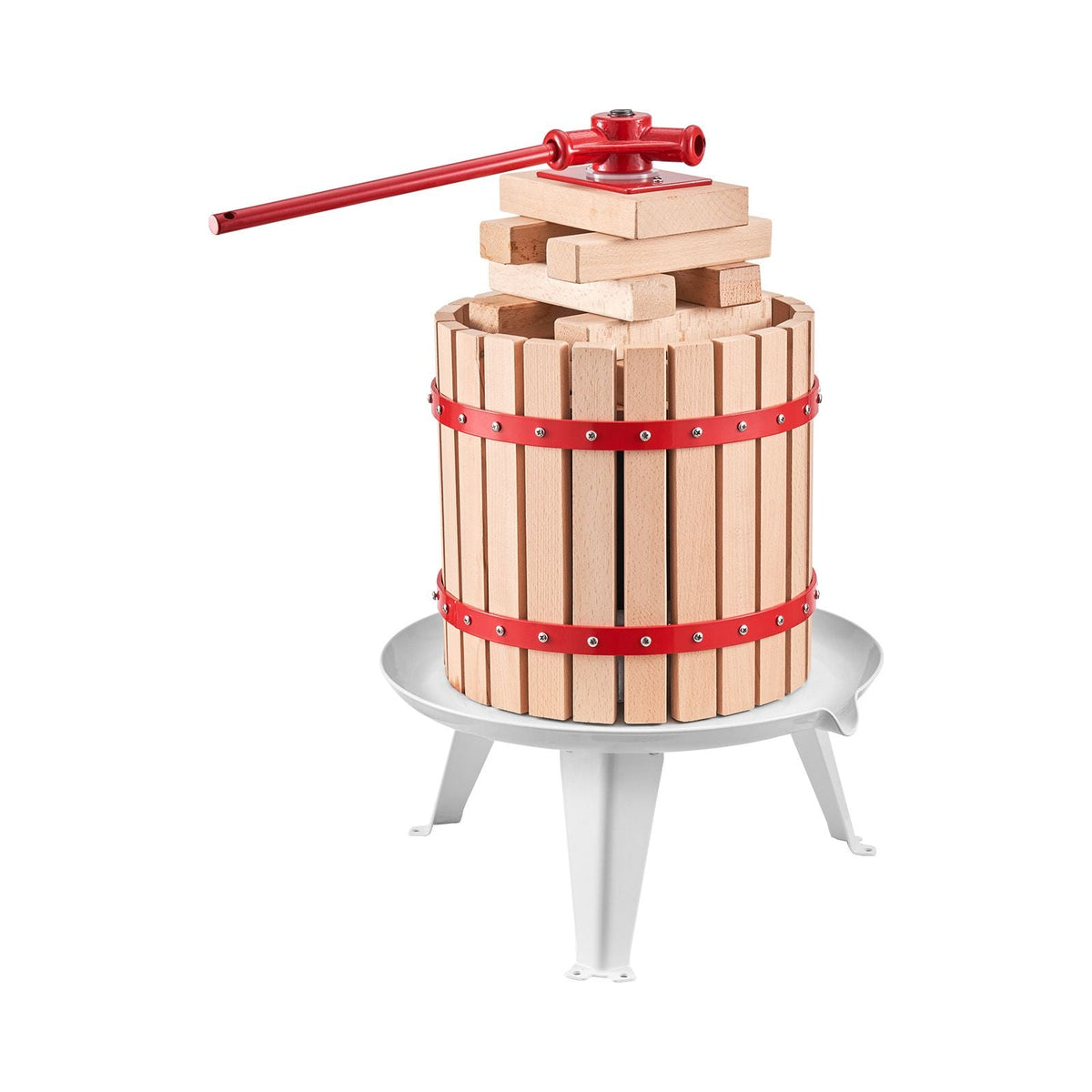 3.2 Gal/12L Fruit Wine Press, Solid Wood Basket with 8 Blocks, Heavy Duty Manual Juice Maker, Cider Apple Grape Tincture Honey Olive Oil Making Press with Handle for Kitchen, Home