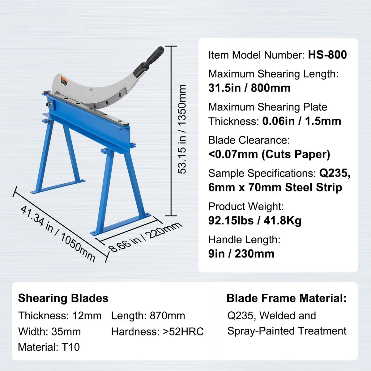 32" Manual Hand Plate Shear for Metal Sheet Processing, Benchtop Cutter with Q235 Material, for Crafts Thick Steel Crafting, Heavy Duty Roll Press Machine for Builders, DIY Enthusiasts