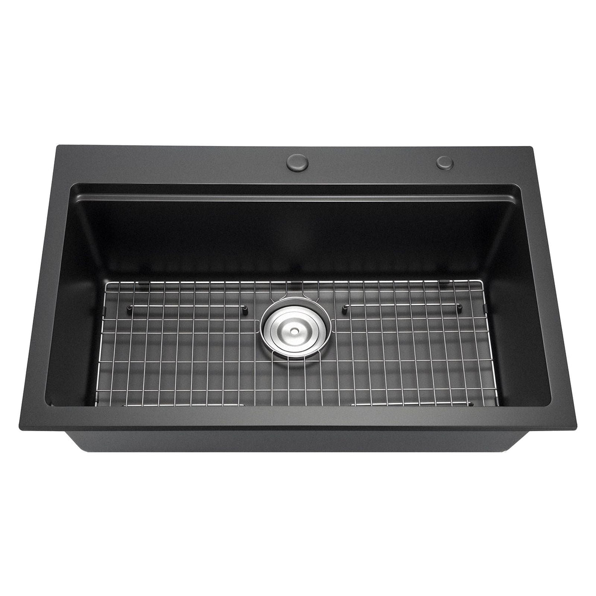 33 inch Kitchen Sink Workstation, Top Mount Granite Sinks, Drop-In Single Bowl Farmhouse Basin with Multiple Accessories, Household Dishwasher Sink for RV, Prep Kitchen, and Bar (Black)