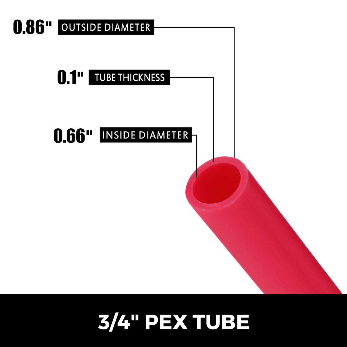 3/4" X 300Ft PEX Tubing Pex-B Red Hydronic Radiant Floor Heat Heating System Pex Pipe Pex Tube (3/4" , 300Ft/Red)