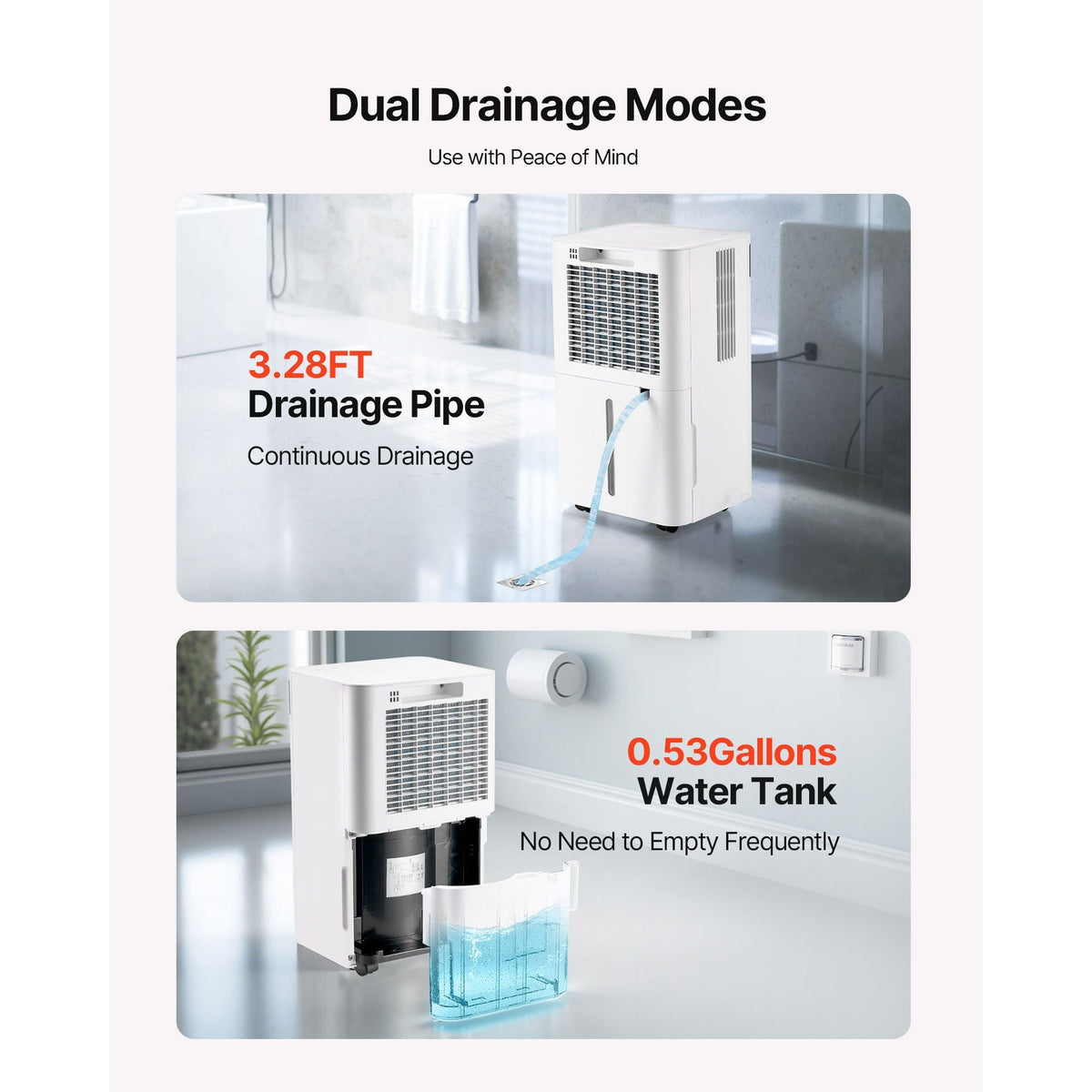 35 Pints Dehumidifier for Home & Basement, Drain Hose for Commercial & Industrial Use, Smart Humidity Control, Low Noise for Large Rooms, Warehouses, Bedrooms & Storage, Large Coverage,White