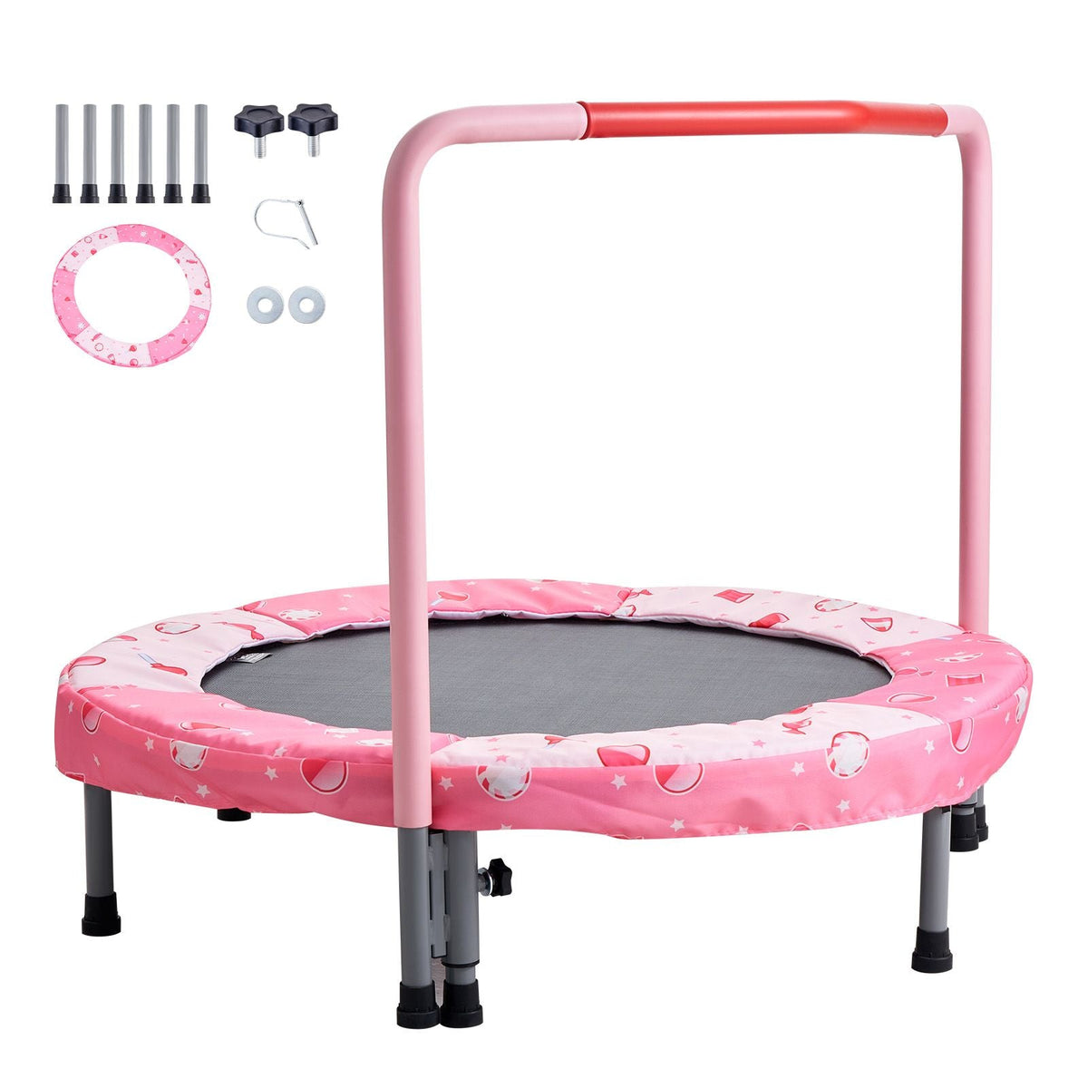 36" Kids Trampoline, 3FT Indoor Outdoor Trampoline, Foldable Mini Trampoline with Handle, Rebounder Trampoline for Toddlers, Birthday Gift for 3+ Years Children, Boys Girls for Fun, Red