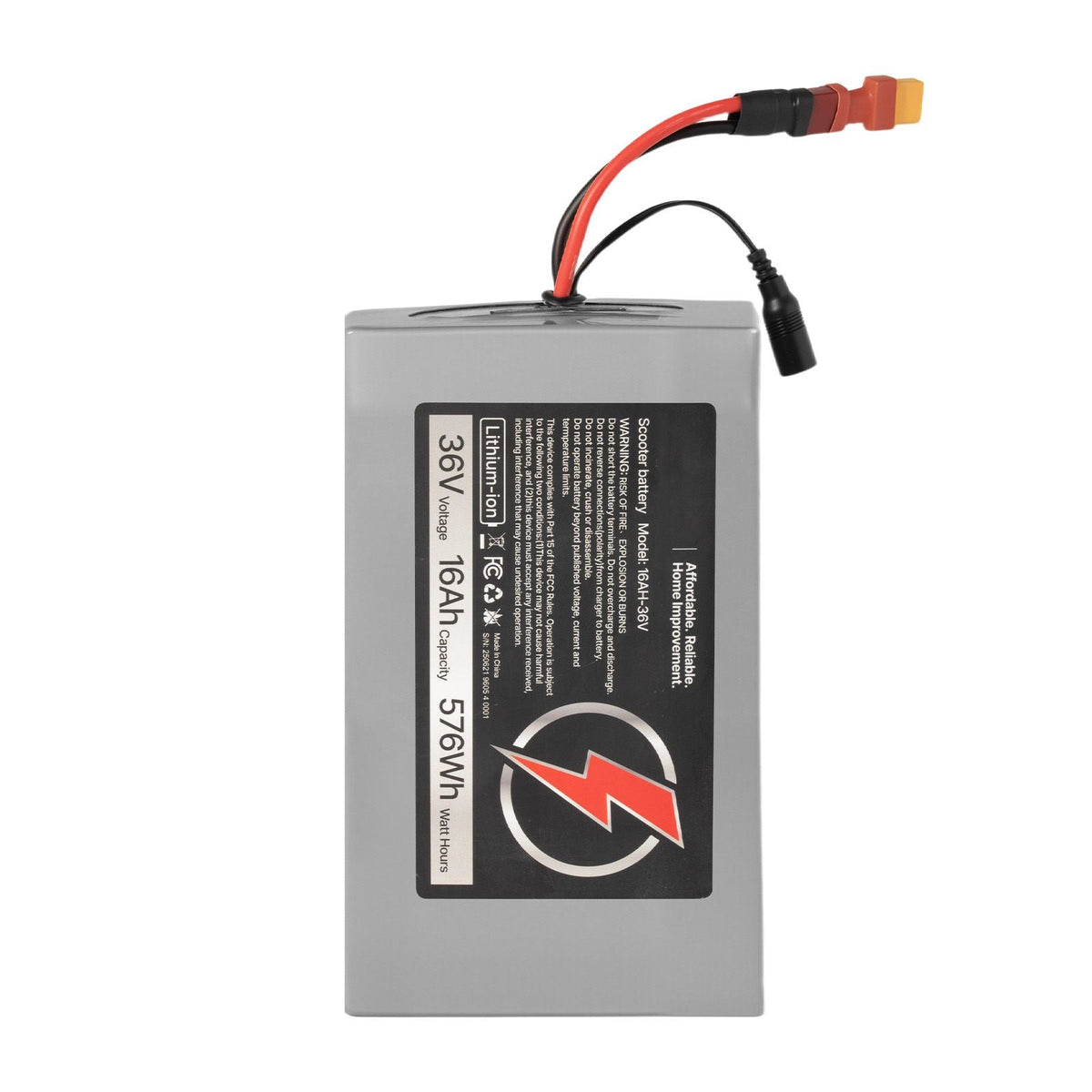 36V Electric Scooter Battery, 16Ah, Ebike Lithium Battery Pack with 30A BMS, Charger, T-Plug Expansion Cable, 500+ Cycles, Compatible with 2880W Motors, for Electric Bikes Bicycles, Scooters