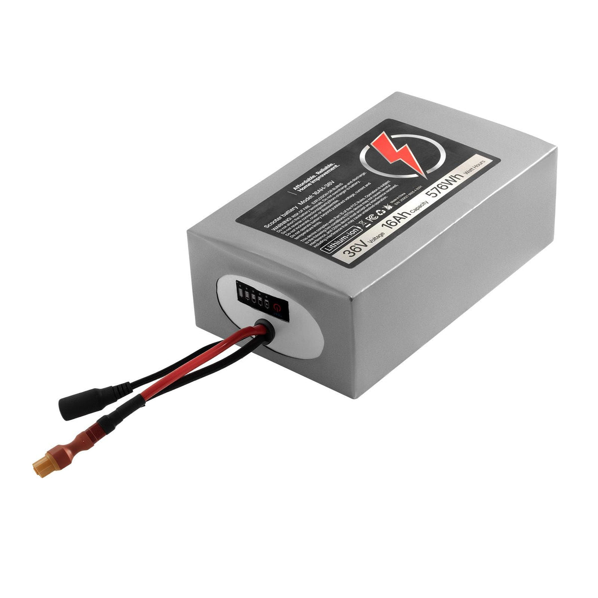 36V Electric Scooter Battery, 16Ah, Ebike Lithium Battery Pack with 30A BMS, Charger, T-Plug Expansion Cable, 500+ Cycles, Compatible with 2880W Motors, for Electric Bikes Bicycles, Scooters