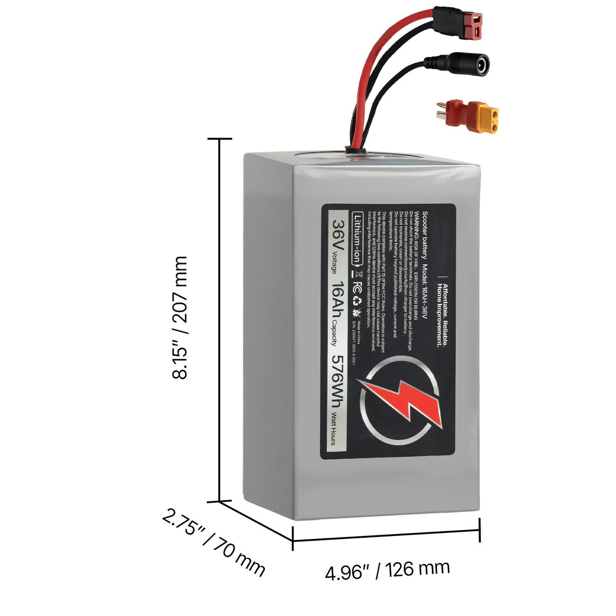36V Electric Scooter Battery, 16Ah, Ebike Lithium Battery Pack with 30A BMS, Charger, T-Plug Expansion Cable, 500+ Cycles, Compatible with 2880W Motors, for Electric Bikes Bicycles, Scooters