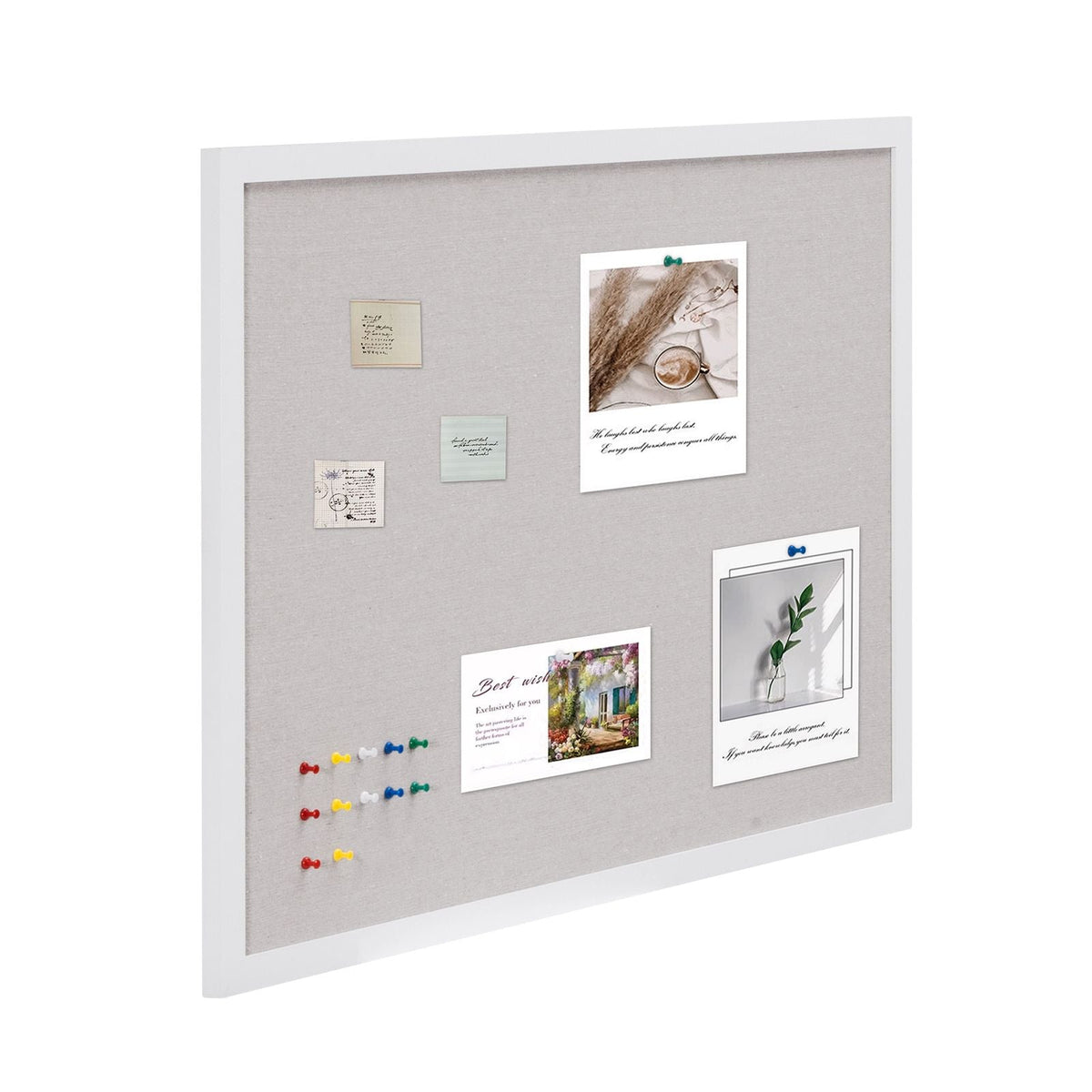 36"x24" White Cork Board with Linen Surface – Stylish Wall-Mounted Bulletin Board for Home, School, Office – Elegant & Functional Noticeboard