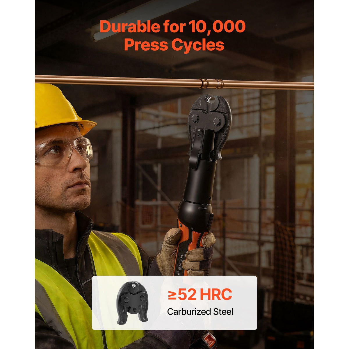 3/8" Press Jaw for Compact Series Press Tools, 52 HRC Hardened Steel Pressing Jaw for High Pressure HVAC/R Applications - Compatible with 24KN Press Tools for RLS Copper Pipes Connections