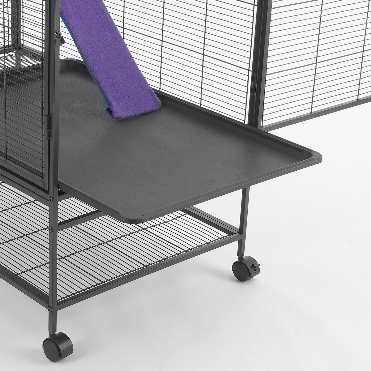 39" Rolling Metal Ferret Cage, Large 2-Tier Cage, Small Animal Cage with Ramps & Tray, Easy to Set up for Pet Rats, Hamster, Guinea Pig, Chinchilla, Squirrel, Hedgehogs, Bunny