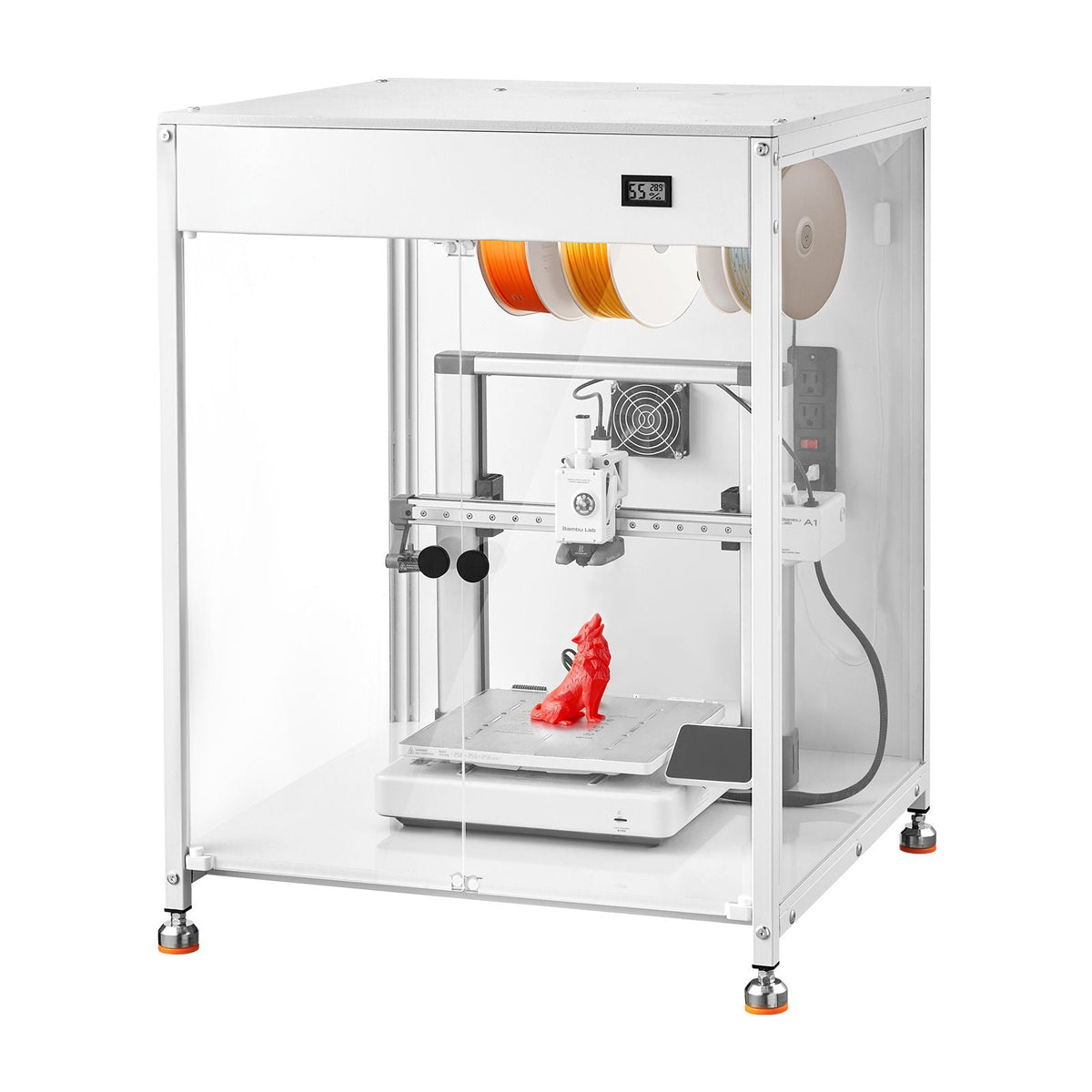 3D Printer Enclosure with Ventilation, Dustproof Waterproof Transparent Acrylic 3D Printer Tent, Constant Temperature Protective Case with LED, Compatible with Bambu Lab, Ender, Neptune, Kobra