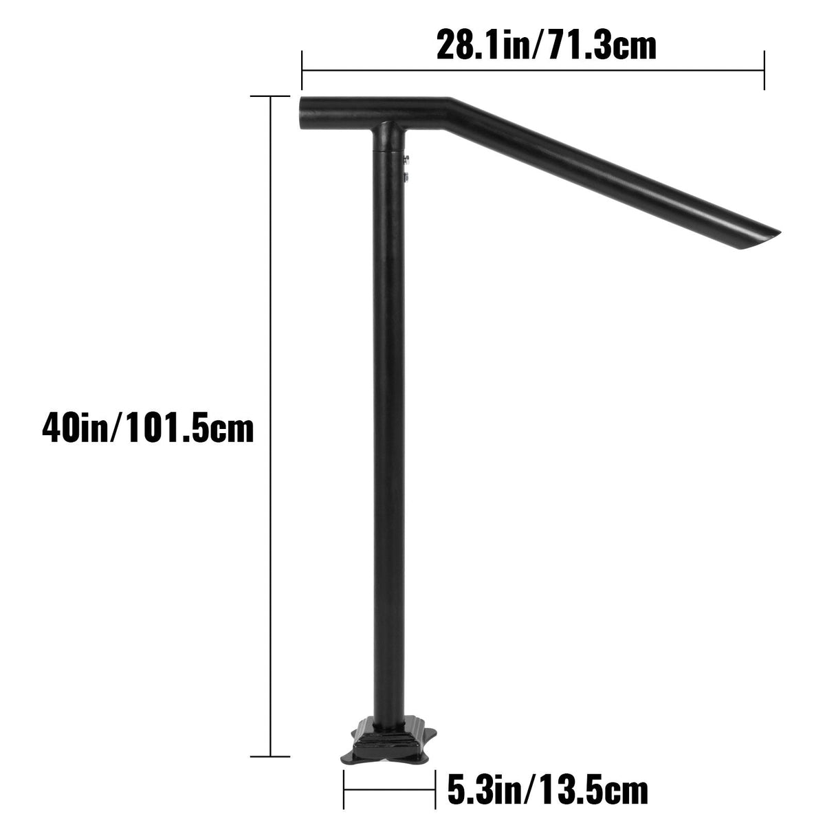 3Ft Step Railing, Iron Stair Handrail Floor Mounted Sturdy Black Arched Handrails for Outdoor Indoor Steps Fits 2 to 3 Steps