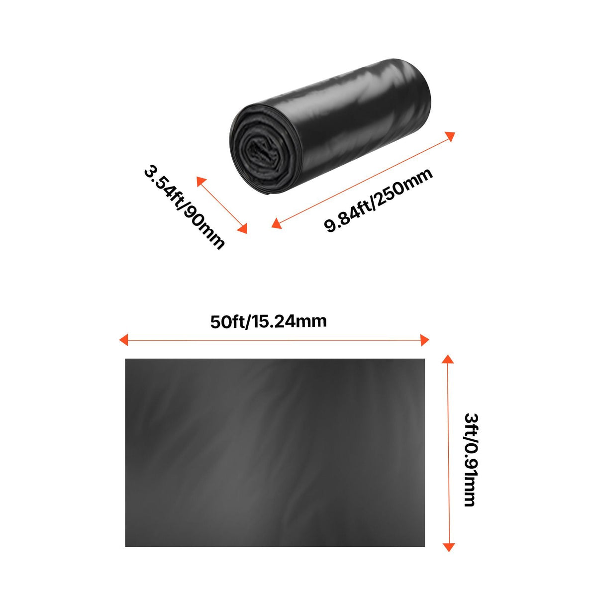 3FT x 50FT Plastic Sheeting Heavy Duty, 4 Mil Thick Plastic Sheeting Roll, Plastic Drop Cloth Painters Tarp, Polyethylene Covering for Crawl Space Vapor Barrier, Multi-Purpose, Black