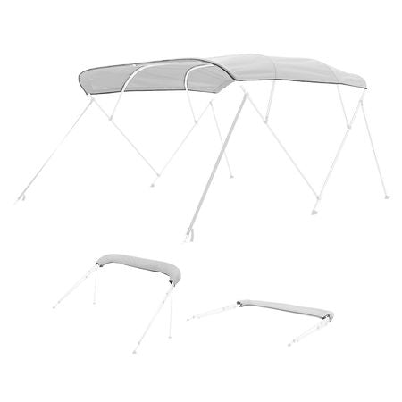 4 Bow Boat Bimini Tops, 600D Polyester Canopy, Waterproof & Sun Protection Boat Awning Canopy with Storage Bag, Bimini Top Replacement, 96"Lx(91"-96")W, Light Grey (Support Frame Not Included)