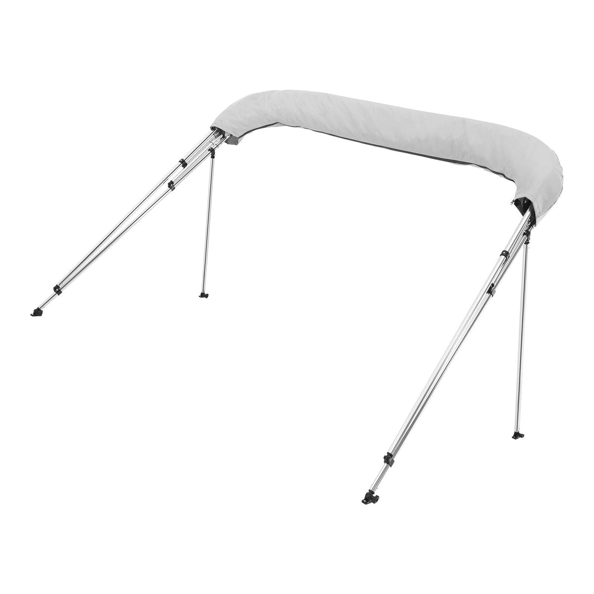 4 Bow Boat Bimini Tops, 600D Polyester Canopy with Aluminum Alloy Frame, Waterproof & Sun Shade Boat Awning Canopy with Storage Bag, 2 Support Poles, 4 Straps, 96"Lx(79"-84")Wx54"H, Light Grey