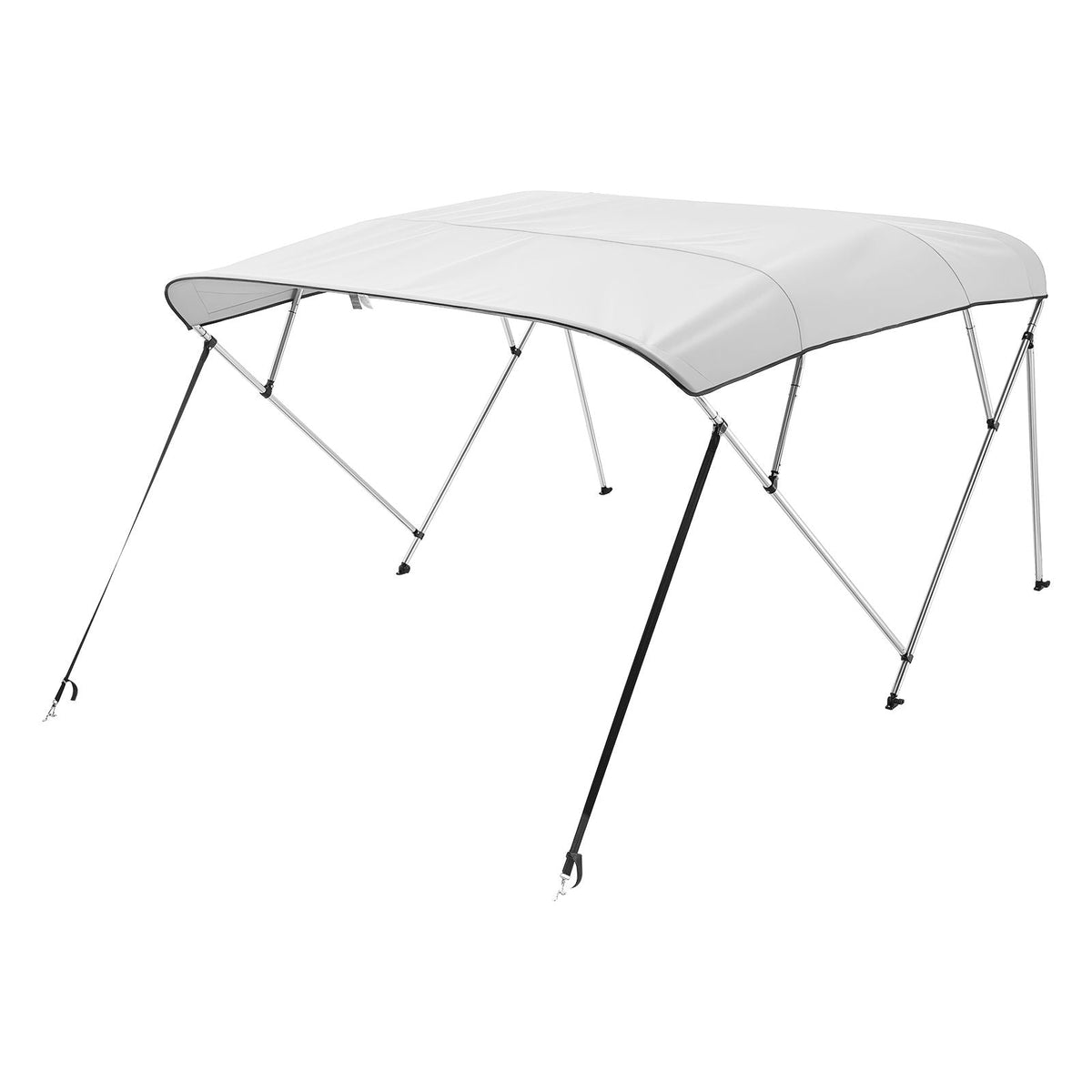 4 Bow Boat Bimini Tops, 600D Polyester Canopy with Aluminum Alloy Frame, Waterproof & Sun Shade Boat Awning Canopy with Storage Bag, 2 Support Poles, 4 Straps, 96"Lx(79"-84")Wx54"H, Light Grey