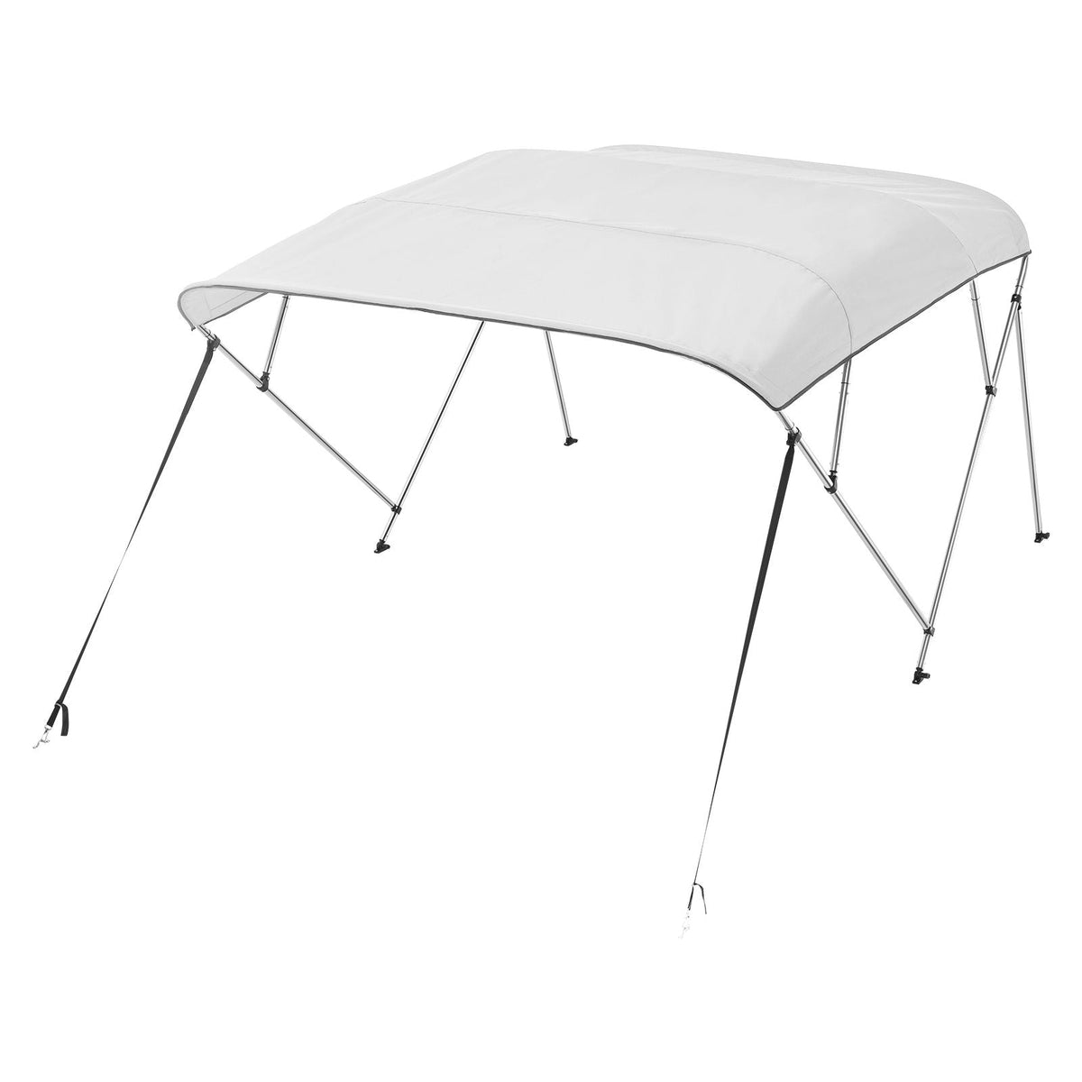 4 Bow Boat Bimini Tops, 600D Polyester Canopy with Aluminum Alloy Frame, Waterproof & Sun Shade Boat Awning Canopy with Storage Bag, 2 Support Poles, 4 Straps, 96"Lx(79"-84")Wx54"H, Light Grey