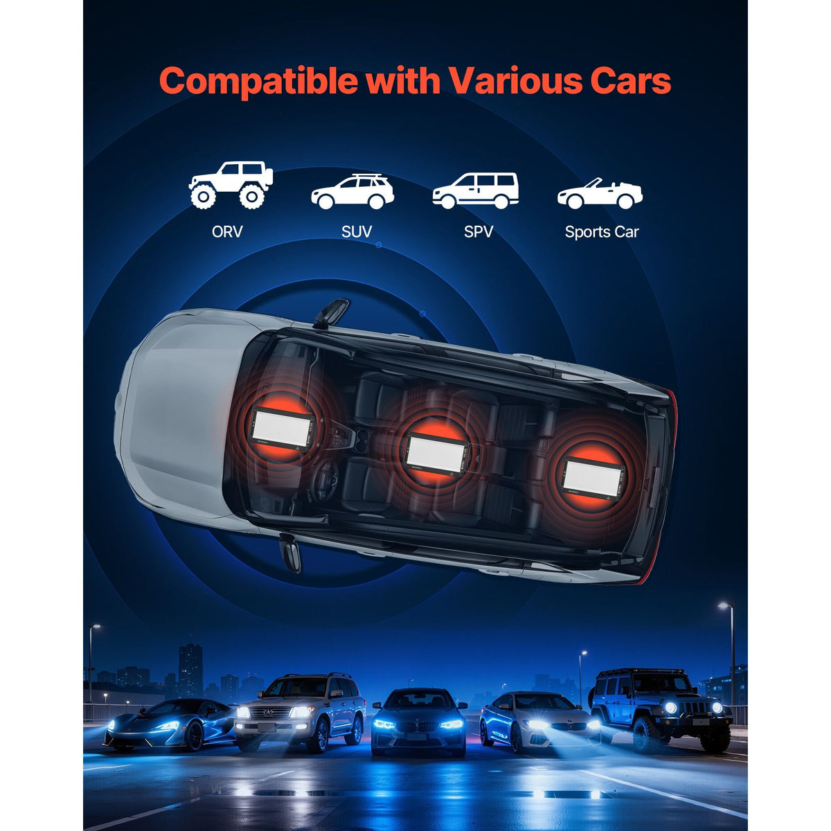 4 Channel Car Audio Amplifier 2 Ohm Stable Bridgeable Class D Full Range Amp Max Power 4 x 420W @ 4 Ohm / 4 x 600W @ 2 Ohm for Car SUV Truck Off-Road