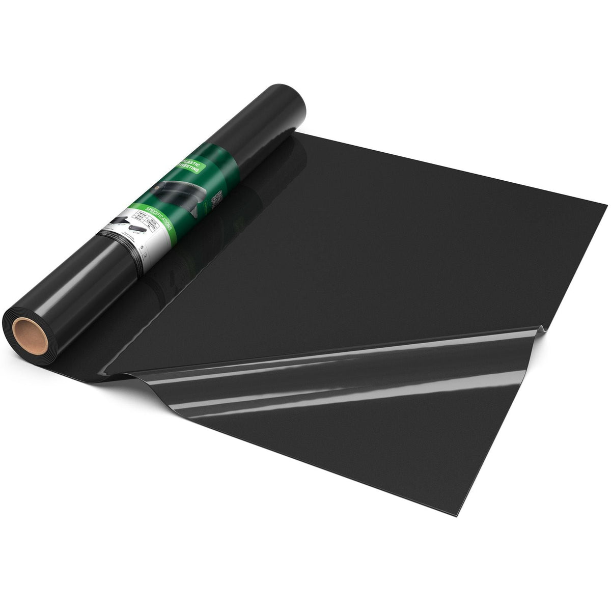 4 Mil Plastic Sheeting 6' x 100' Black Heavy Duty Polyethylene Roll, Thick Plastic Roll for Garden, Drop Cloth Painters Tarp, Polyethylene Covering for Crawl Space Vapor Barrier, Weed Control