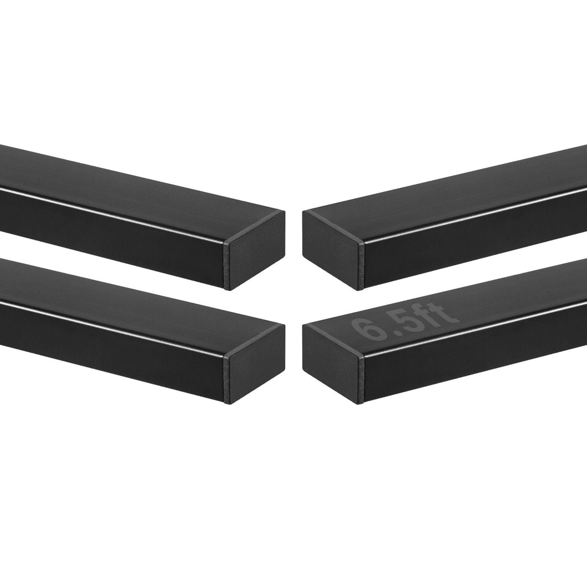 4 Pack 6.5 ft Stainless Steel Handrail, Rectangular Top Stair Deck Hand Rail for Outdoor/Indoor Steps with End Cap,Matte Black Coating Adjustable Metal Stair Rail for Cable Railing Kit
