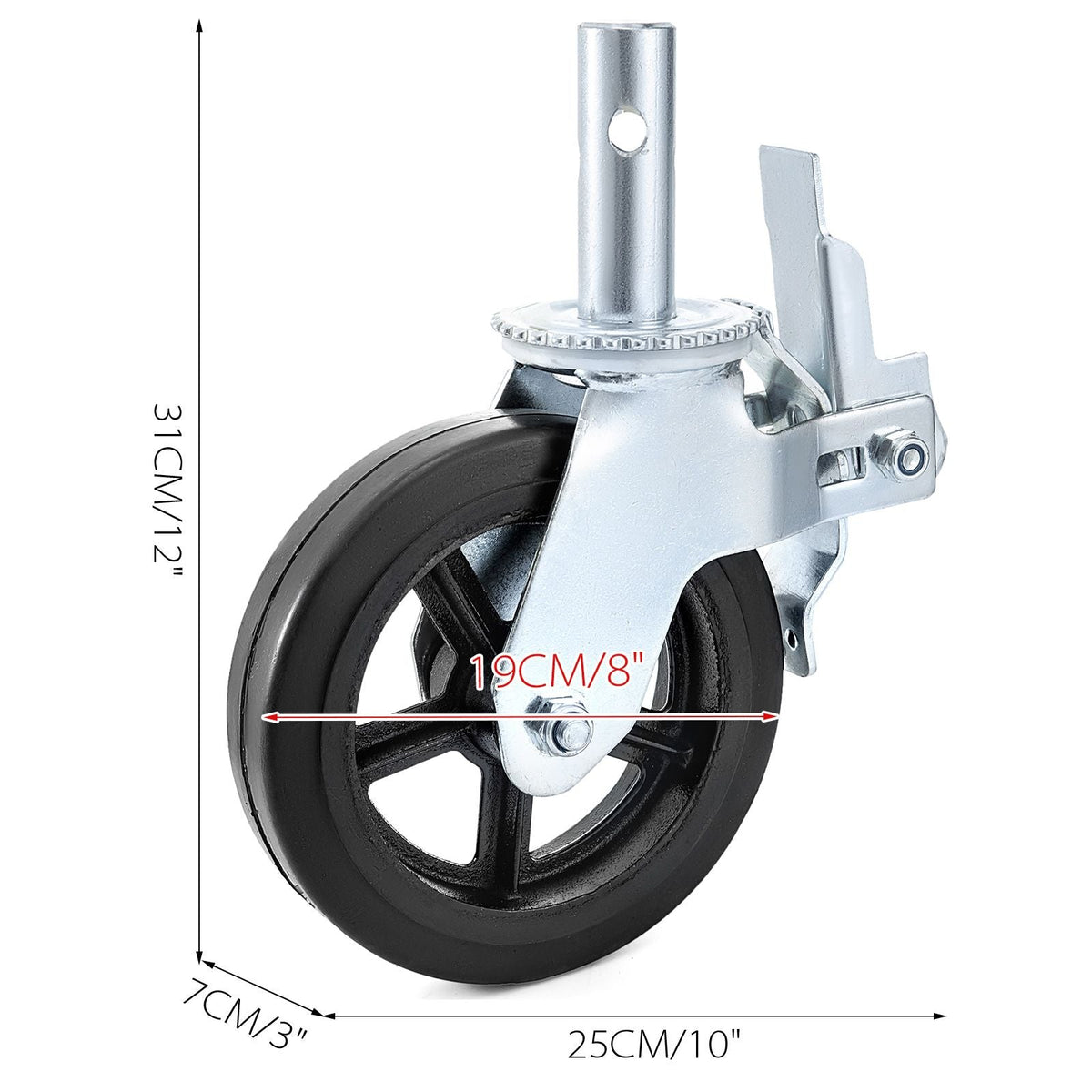 4 Pack 8 Inch Iron Core Polyurethane Swivel Caster With Dual Locking Brake Adjustable Legs 1100LBS Capacity per Wheel