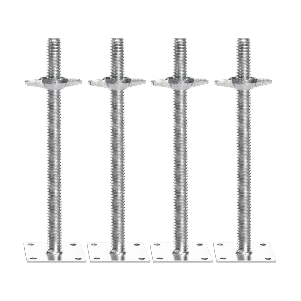4-Pack Adjustable Leveling Jacks, 18.2 In Adjustable Height & 3307lbs/1500kg Total Load Capacity Scaffold Jacks Feet, Solid Carbon Steel Screw Jacks for Baker-Style Scaffolding Equipment, Silver