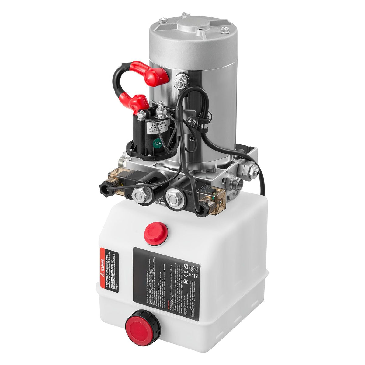 4 Quart Hydraulic Power Unit, Double Acting Dump Trailer Pump, 3200 PSI Max Relief Pressure & 0.91 GPM Flow Rate, DC 12V Hydraulic Pump with Metal Reservoir for Dump Trailer Car Lifting, White