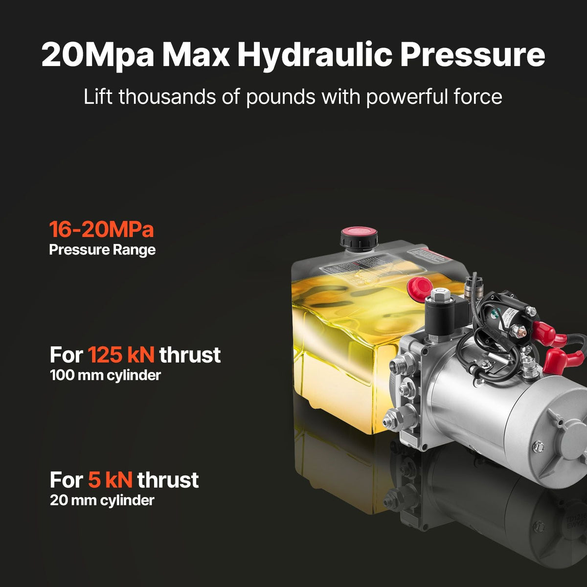 4 Quart Hydraulic Power Unit, Single Acting Dump Trailer Pump, 3200 PSI Max Relief Pressure & 0.91 GPM Flow Rate, DC 12V Hydraulic Pump with Metal Reservoir for Dump Trailer Car Lifting