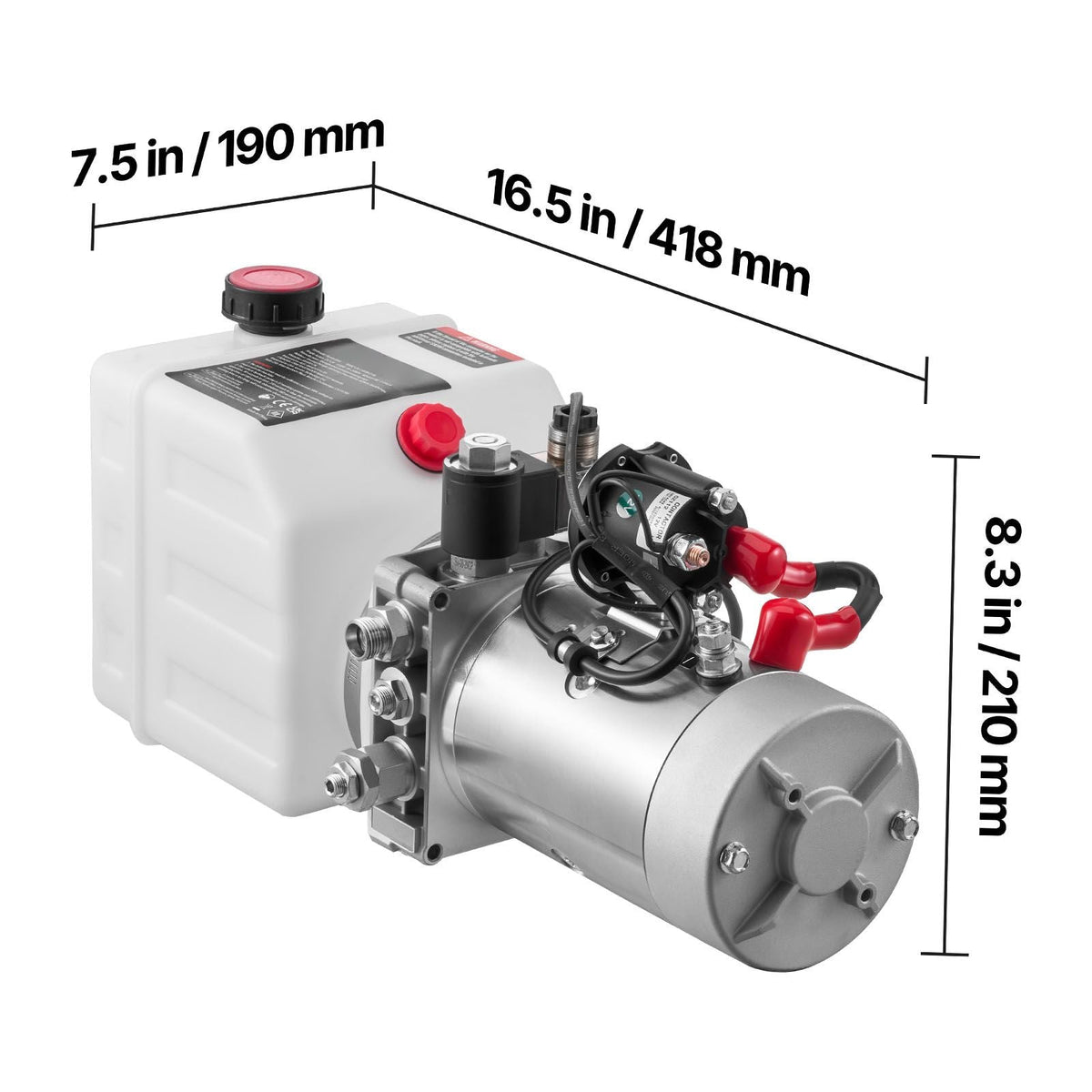 4 Quart Hydraulic Power Unit, Single Acting Dump Trailer Pump, 3200 PSI Max Relief Pressure & 0.91 GPM Flow Rate, DC 12V Hydraulic Pump with Metal Reservoir for Dump Trailer Car Lifting