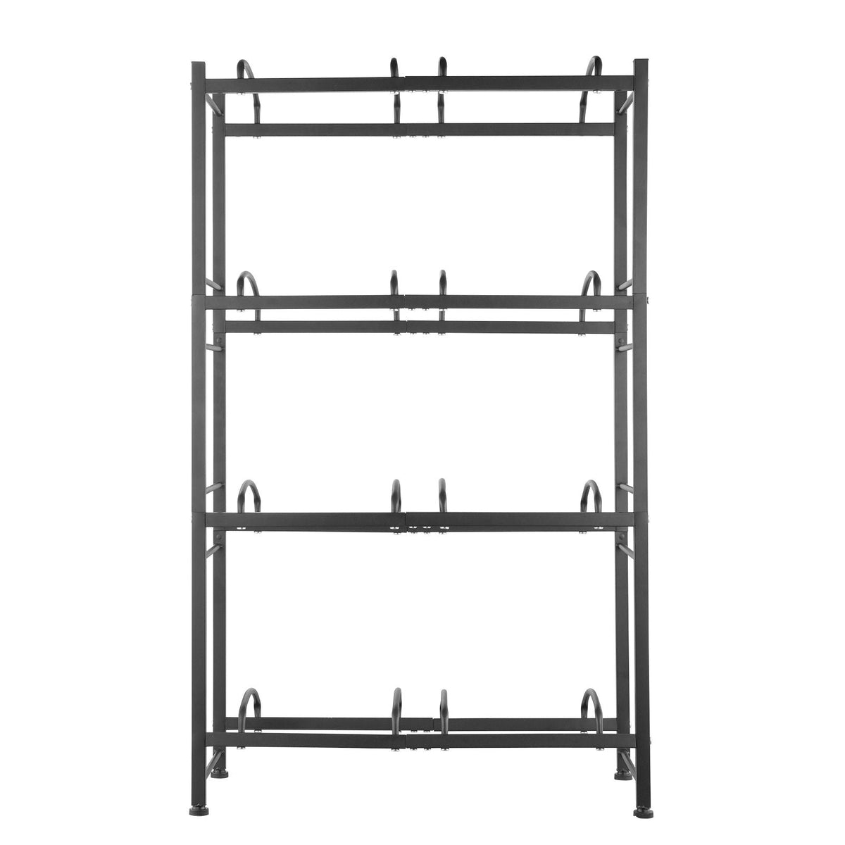 4 Tiers Water Jug Holder, 5 Gallon Water Bottle Holder, Double Row Water Bottle Rack for 8 Bottles, Heavy Duty Water Jug Rack for Kitchen, Office, Living Room, Black