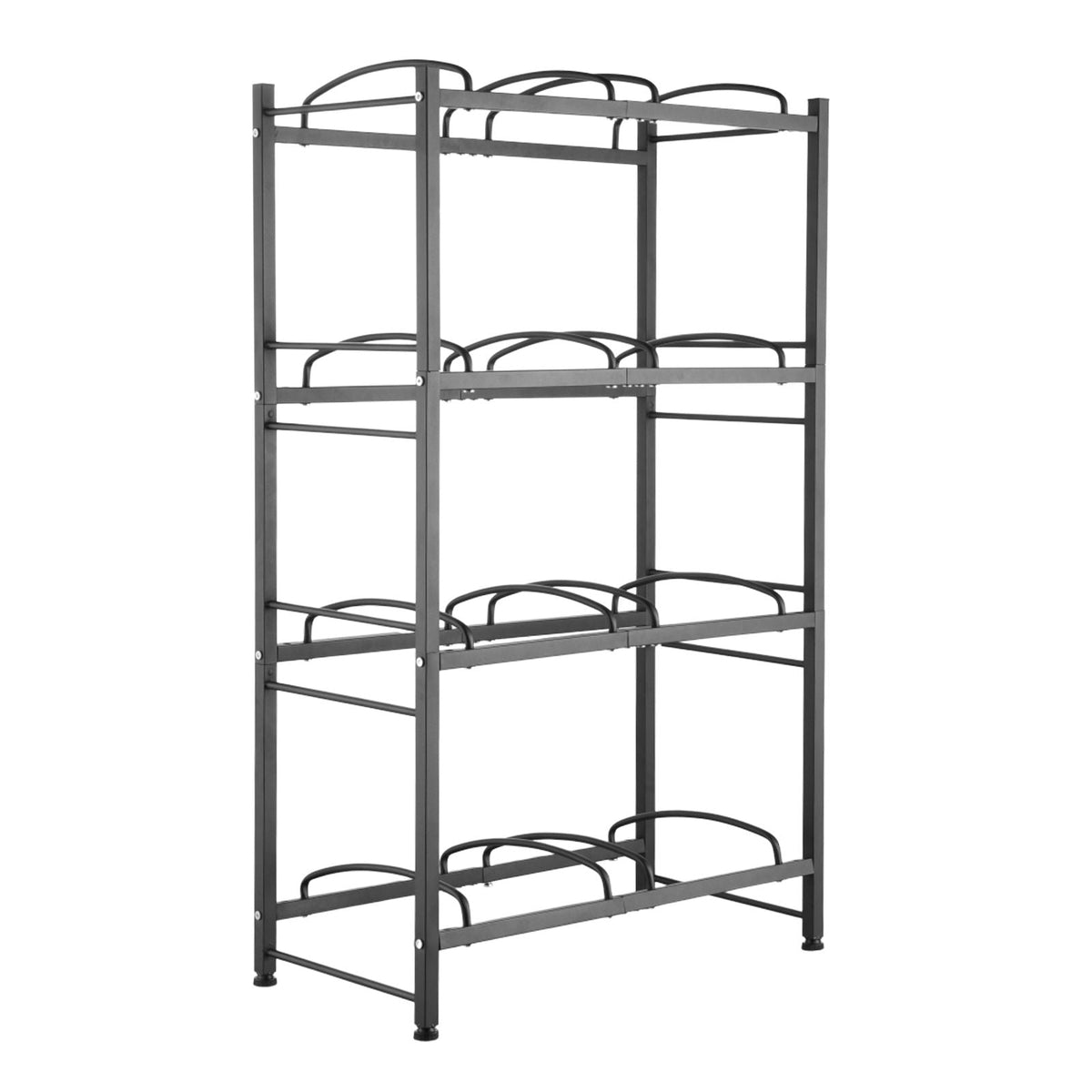 4 Tiers Water Jug Holder, 5 Gallon Water Bottle Holder, Double Row Water Bottle Rack for 8 Bottles, Heavy Duty Water Jug Rack for Kitchen, Office, Living Room, Black