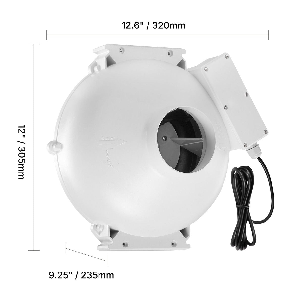 4 to 4.5 inch Radon Mitigation Fan System, Quiet 190 CFM Radon Mitigation Kit with 2 Couplers, Waterproof Radon Fan Electric Inline Duct Fan Exhaust Fan for Indoor Outdoor Ventilation