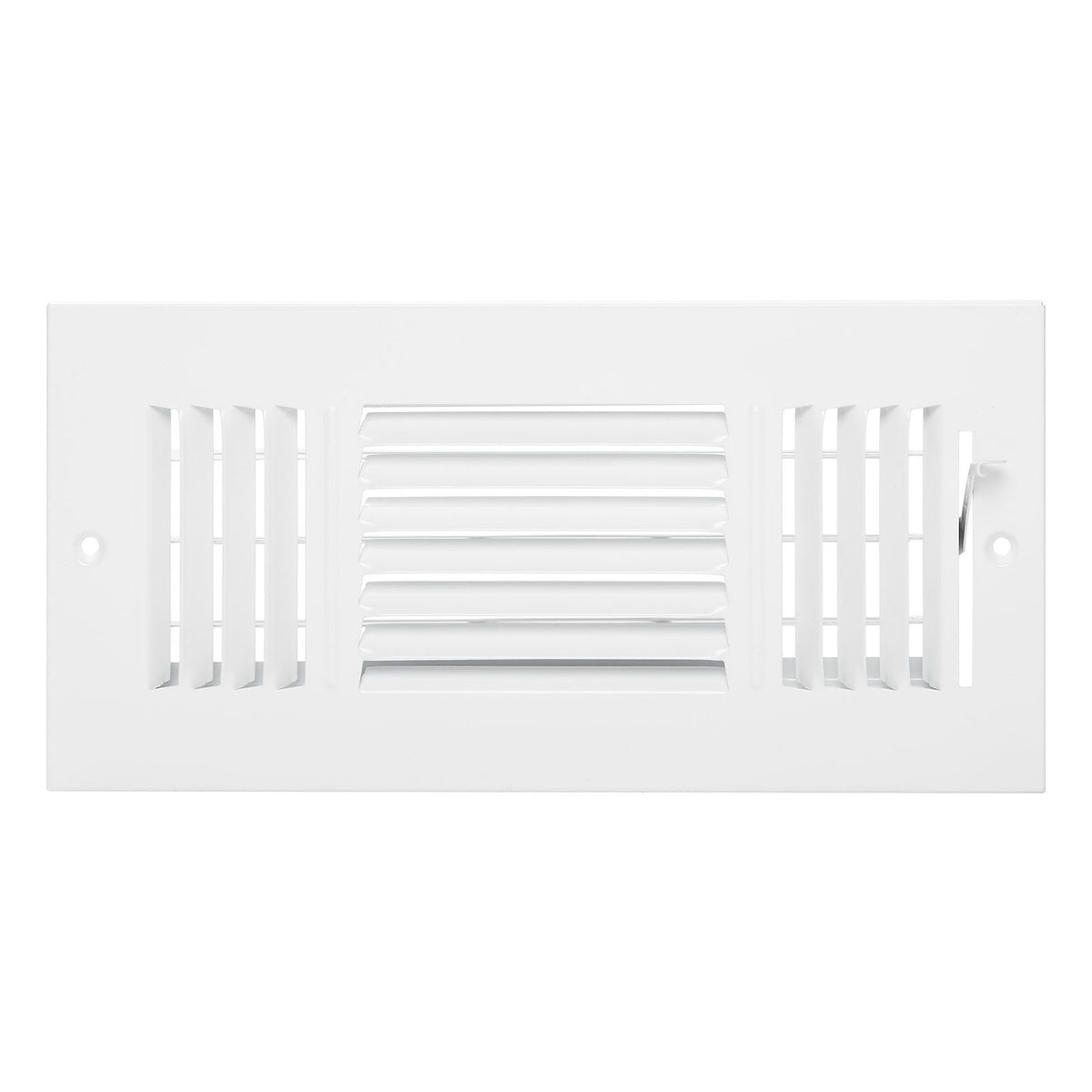 4 x 10 Inch Floor Registers, 6-Pack Floor Vents, HVAC 3-Direction Iron Vent Grilles for Home/Office Wall & Ceiling, Rustproof Anti-Peeling Air Vents Deflector Adjustable with Metal Damper, White