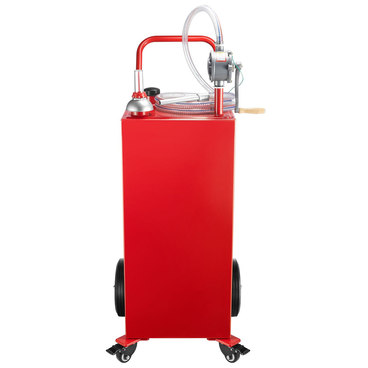 40 Gallon Fuel Caddy, Gasoline & Diesel Fuel Tank with Manual Transfer Pump, Portable Fuel Storage Tank with 4 Wheels & 10 ft Hose, Gas Caddy for Cars, Lawn Mowers, ATVs, Boats, More, Red