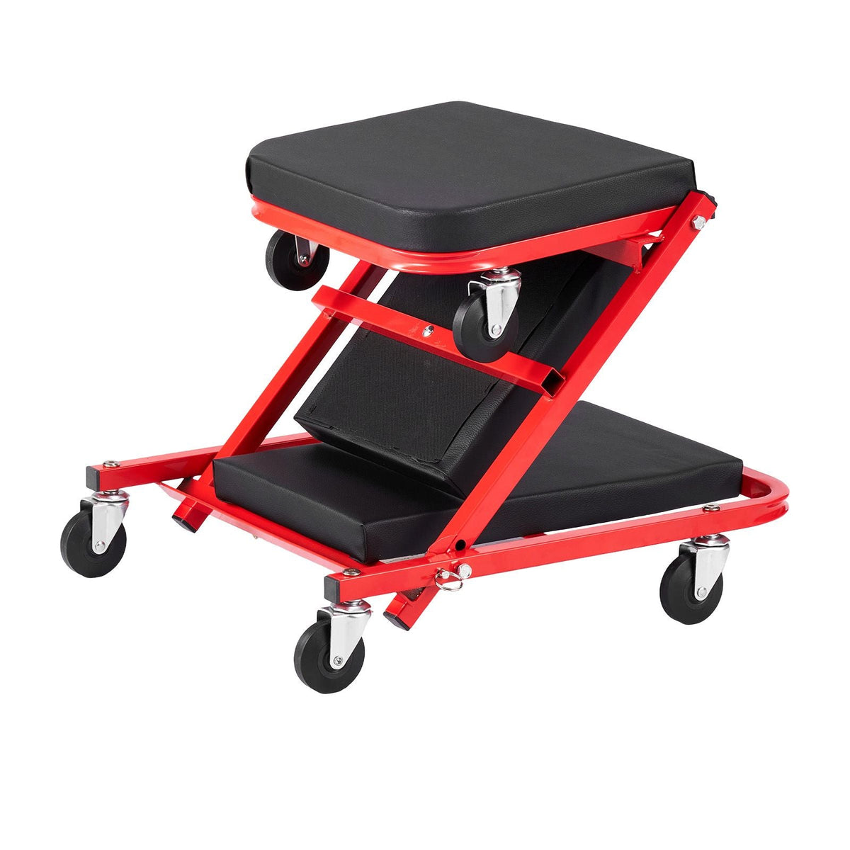 40 in 2-in-1 Folding Mechanic Creeper, Z Creeper Seat & Under Car Garage Roller, 450 lbs Rolling Creeper Stool with 6 Swivel Casters, Padded Headrest for Auto Repair