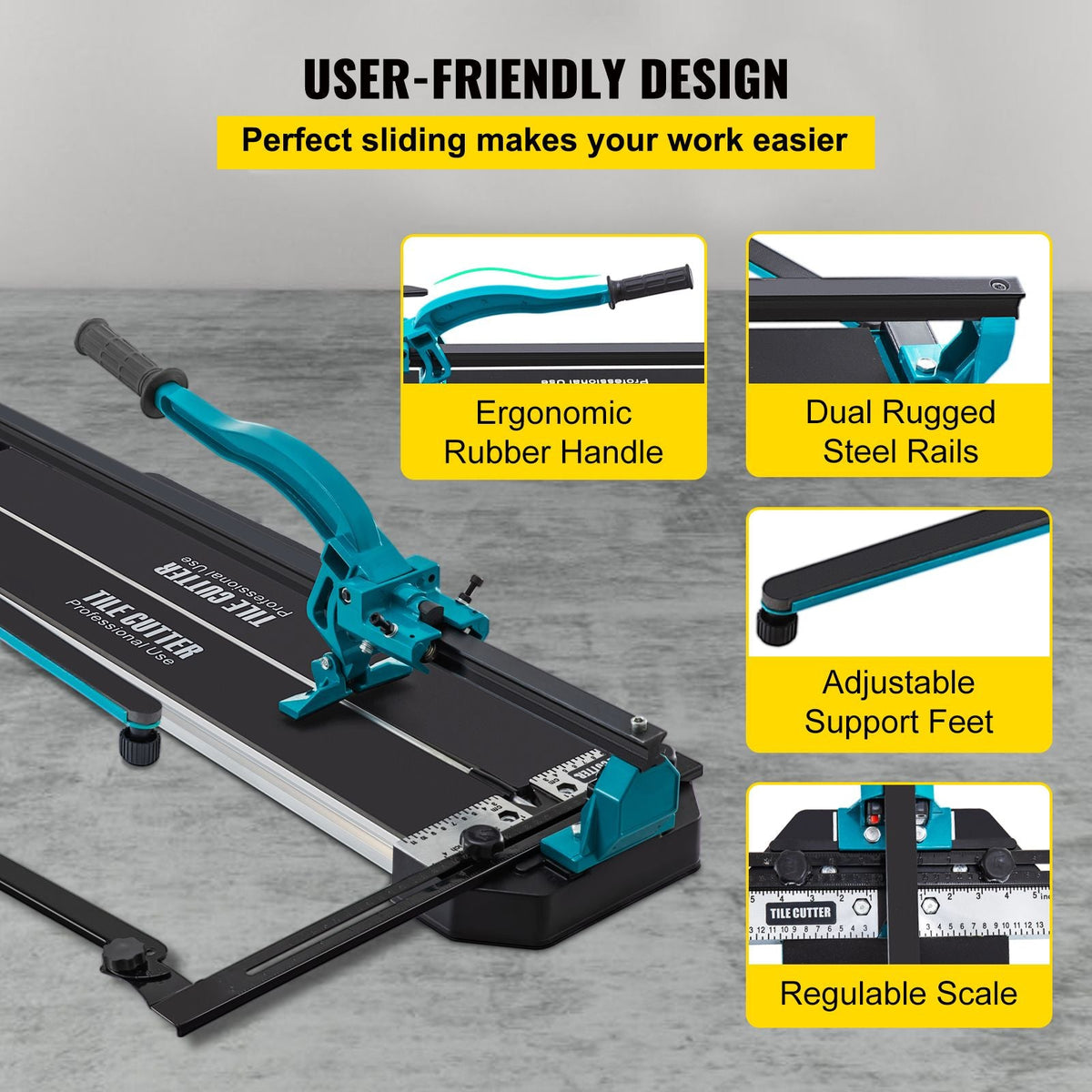 40 Inch Tile Cutter Single Rail Double Brackets Manual Tile Cutter 3/5 in Cap with Precise Laser Manual Tile Cutter Tools for Precision Cutting (40 Inch)