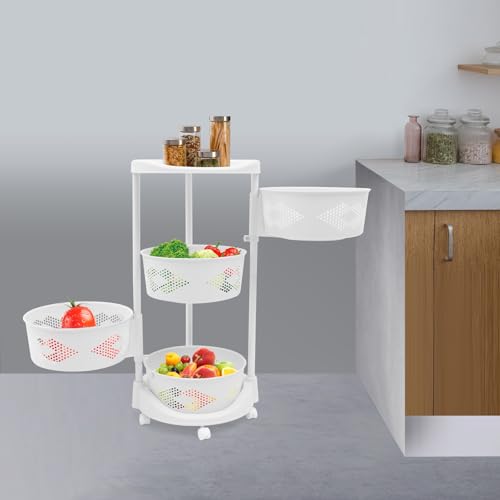 5 Tier Kitchen Storage Cart Multi-Layer Storage Basket with Wheels Fruit Vegetable Storage Shelves Racks Rolling Storage Cart for Kitchen Living Room Bedroom (4 Tier) - size: 4 Tier