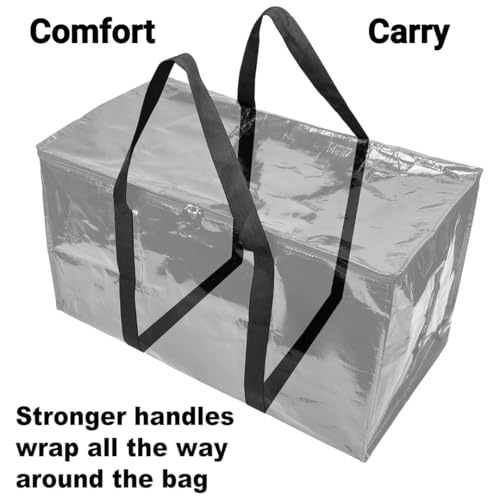 BAG-THAT! 6 - Pack Heavy Duty Large Moving Bags, with Strong Zipper and Comfortable Handles Durable & Sturdy Clothes packing Storage Bags Totes Bins Packing Moving Boxes College Supplies for moving. - size: 6 Pack