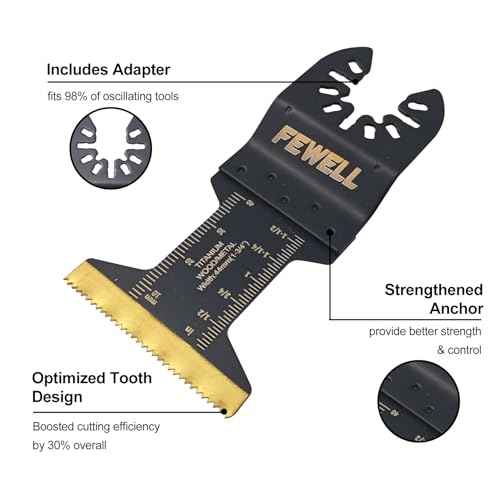 FEWELL 20PCS Titanium Oscillating Saw Blades, Universal Multitool Blades for Hard Materials, Metal, Wood, Plastic, Nails Fits Most Tools