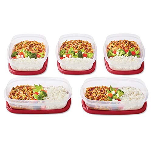 Rubbermaid EasyFindLids Meal Prep Containers 5.5 Cup Red - color: Red, size: 5.5 Cup (10-Piece)