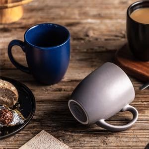 AmorArc 12 OZ Coffee Mugs, Matte Blue Coffee Cups with Large Handle for Man, Woman, Ceramic Coffee Mugs Set of 12 for Latte/Cappuccino/Cocoa/Milk, Dishwasher & Microwave Safe