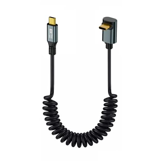 chenyang USB C to C Coiled Cable USB 3.2 Type C 90 Degree UP Angled 20Gbps PD 100W 8K@60Hz Data Fast Charging Cable 6ft