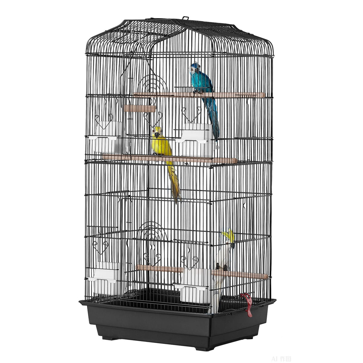 41-inch Open Top Large Parrot Bird Cage, Hanging Bird Cage for Parakeets Finches Canaries Lovebirds Cockatiels Budgies Small Quaker Conures Travel Pet Flight Birdcage with Swing and Perch