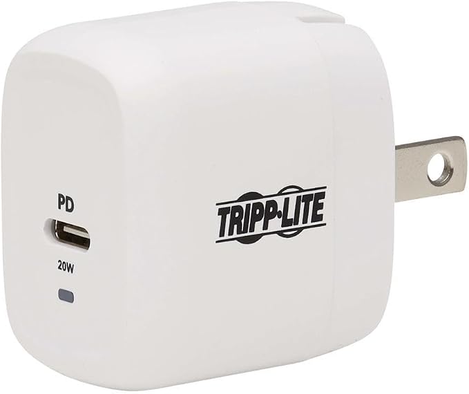 Tripp Lite USB C Wall Charger 1-Port Compact Gan Technology 20W Charging PD3.0 White (U280-W01-20C1-G)
