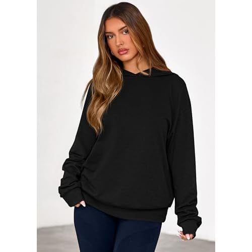PRETTYGARDEN Hoodies for Women Oversized Pullover Sweatshirts 2025 Ruched Long Sleeve Casual Tops Fall Fashion Y2K Clothes