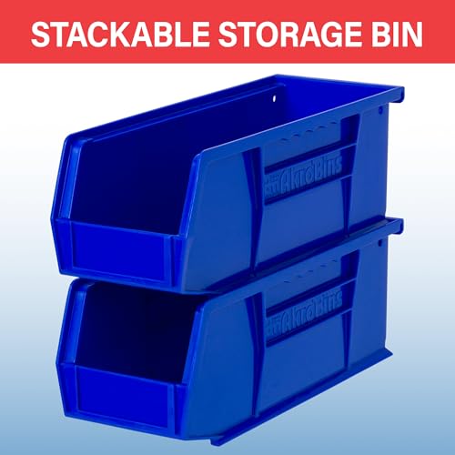 Akro-Mils 30224 AkroBins Plastic Storage Bins, Space-Saving Stackable Bins for Garage, Pantry, Craft Organization, 11" L x 4" W x 4" H, Stone, 12-Pack - color: Stone