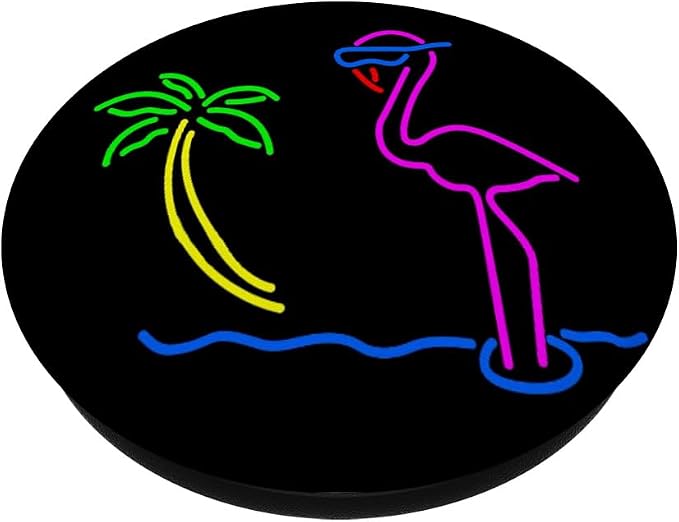 Neon Pink Flamingo Tropical Colorful Artwork Pop-Socket PopSockets Adhesive PopGrip