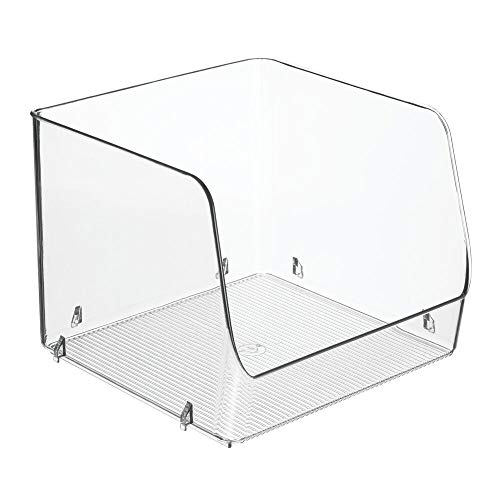 mDesign Modern Stackable Plastic Open Front Dip Storage Organizer Bin Basket for Kitchen Organization - Ligne Collection - 2 Pack - Clear - size: 7.75 x 7.75 x 6.25 (Pack of 2)