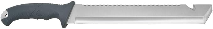 Camillus Carnivore X 18" Machete – Titanium Bonded 12” Blade & Saw Back, Full Tang, Gray Handle, Trimming Knife & Nylon Sheath for Camping & Brush Clearing